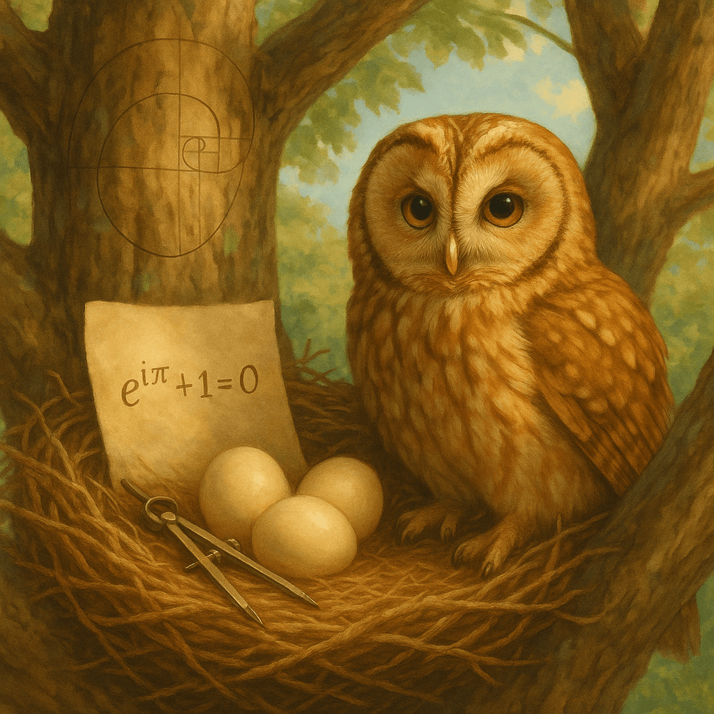 Eulennest mit mathematischen Elementen
